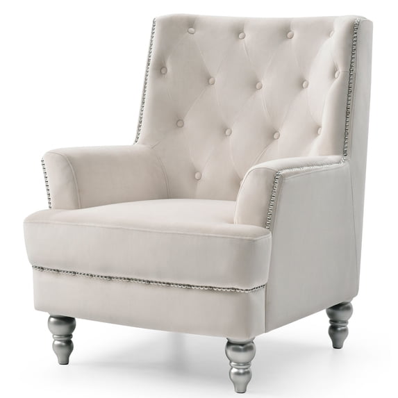33-Inch Wide Ivory Single Armchair / Comfortable Seating in Cozy Corners