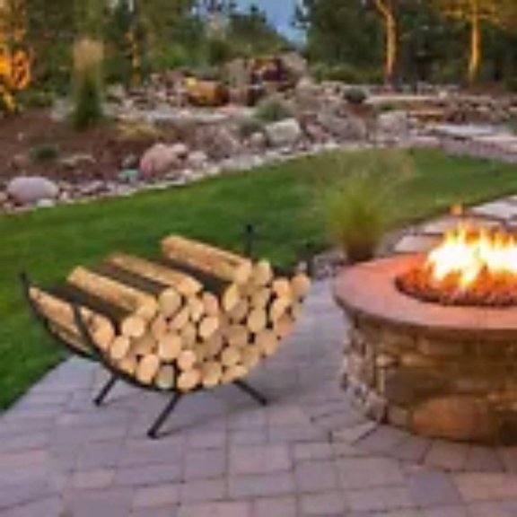 33 Inches Heavy Duty Curved Indoor/Outdoor Firewood Racks Log Hoop, Oval Base