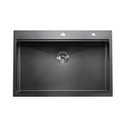 33" Kitchen Sink Workstation, 304 Stainless Steel Drop-In Sink, Single Bowl Farmhouse Basin with Ledge & Accessories for Kitchen, RV, Bar Black