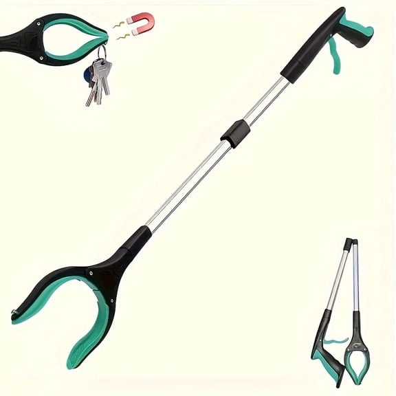 33" Lightweight Grabber Tool for Seniors - 360° Rotating Head, Extendable Folding Handle - Trash Pickup & Reaching Aid (1pc)