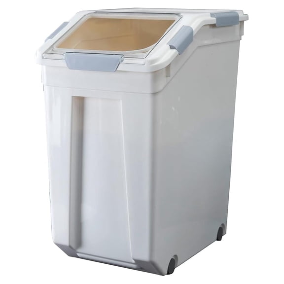 33 Liter / 50 lbs Rice Storage Container with Measuring Cup, BPA free, For Rice | Grain | Pet Food | Flour, 1 count, White
