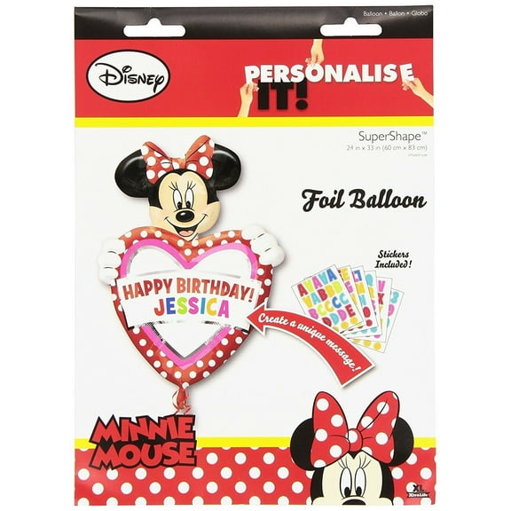 33" Minnie Mouse Personalize Name Sticker Foil Balloon Party Decorating Supplies