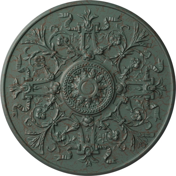 33"OD x 1 3/4"P Versailles Ceiling Medallion (Fits Canopies up to 3 1/4"), Hand-Painted Cloud Burst Crackle