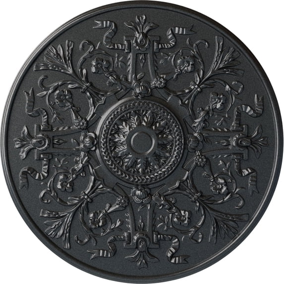 33"OD x 1 3/4"P Versailles Ceiling Medallion (Fits Canopies up to 3 1/4"), Hand-Painted Pewter
