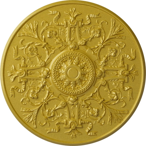 33"OD x 1 3/4"P Versailles Ceiling Medallion (Fits Canopies up to 3 1/4"), Hand-Painted Rich Gold