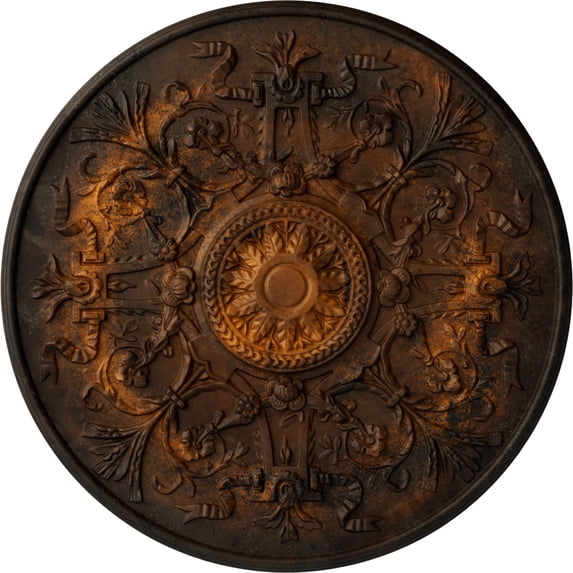 33"OD x 1 3/4"P Versailles Ceiling Medallion (Fits Canopies up to 3 1/4"), Hand-Painted Rust
