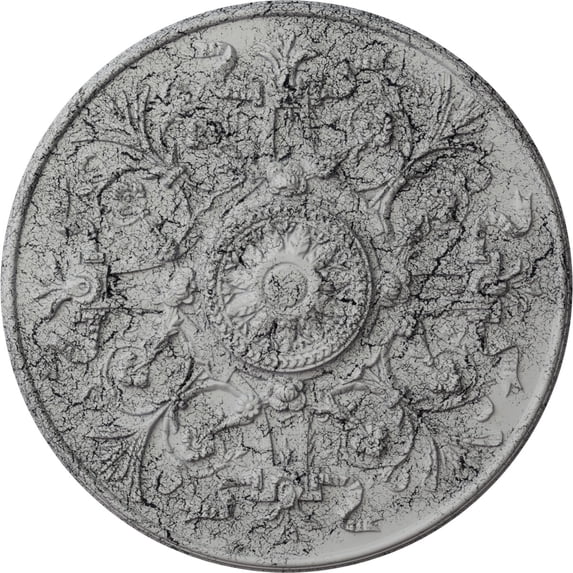 33"OD x 1 3/4"P Versailles Ceiling Medallion (Fits Canopies up to 3 1/4"), Hand-Painted Ultra Pure White Crackle