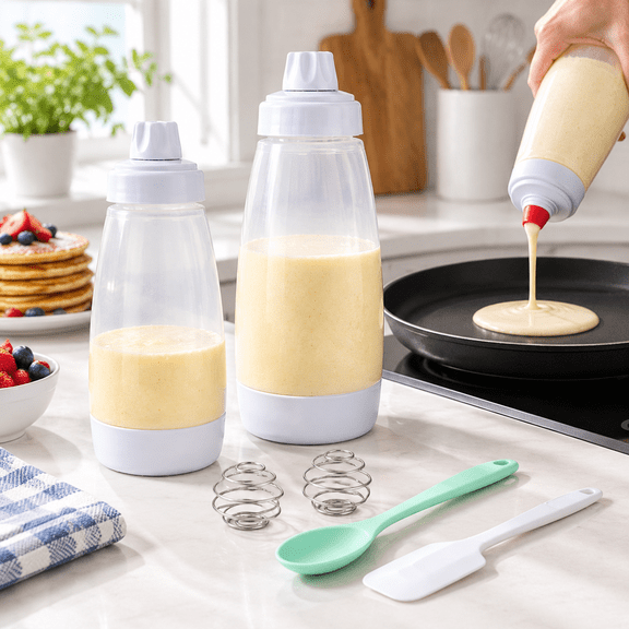 33 Oz Food-Grade Plastic Pancake Batter Dispenser with Stand