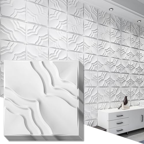 33 Pack 3D Wall Panel, 2 Different Effects PVC Textured Wall Panels for Interior Wall Dcor, 12 x12 Inch Cover 32.Sq.Ft, White$$