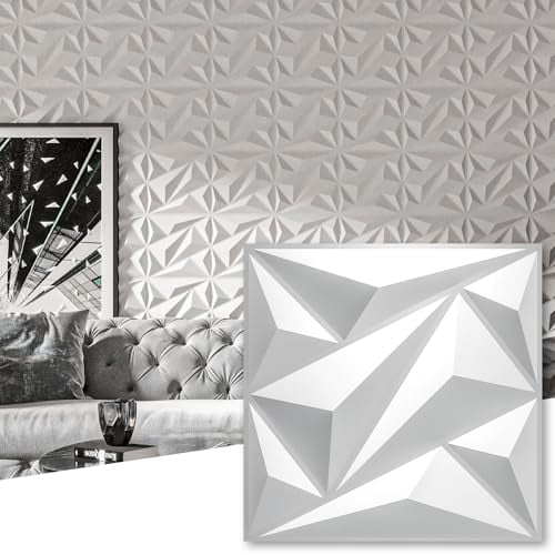 33 Pack 3D Wall Panel Diamond for Interior Wall Décor, PVC Flower ...