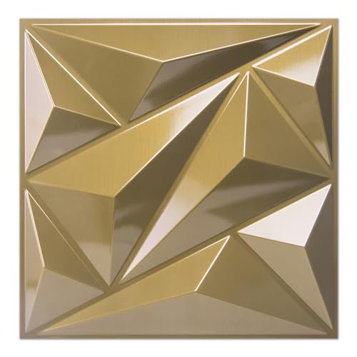 33 Pack 3D Wall Panel Diamond for Interior Wall Dcor, PVC Textured Wall Panels, 12''x12'' Cover 32.Sq.Ft. Golden$$