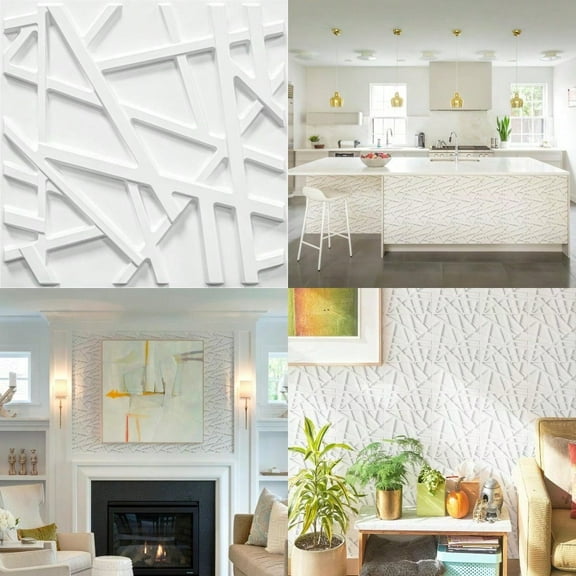 33 Pack 3D Wall Panels for Interior Wall Decor 12''x12'' White Accent Textured Wall Panels Wall Covering Panles for Living Room Gaming Room TV Background Cover 32 Sq.Ft