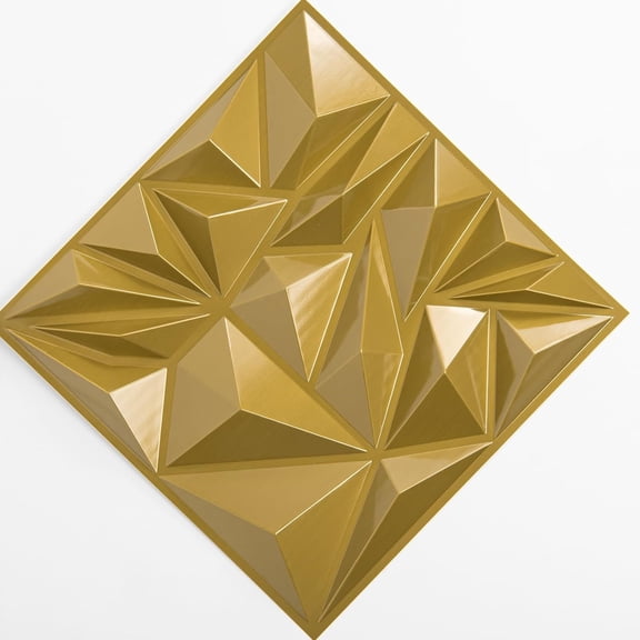 33-Pack 3D Wall Panels for Interior Wall Decor, Diamond Textured Feature Wall Paneling for Gaming Living Room TV Wall Background Accent Wall - 12 x 12 inch Gold