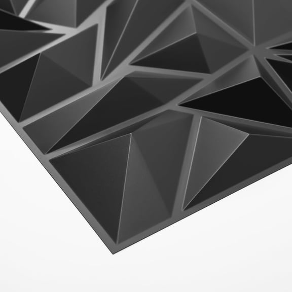 33-Pack 3D Wall Panels for Interior Wall Decor, Modern Diamond Textured Accent Wall Paneling for Gaming Living Room TV Wall Background, 12 x 12 inch Black