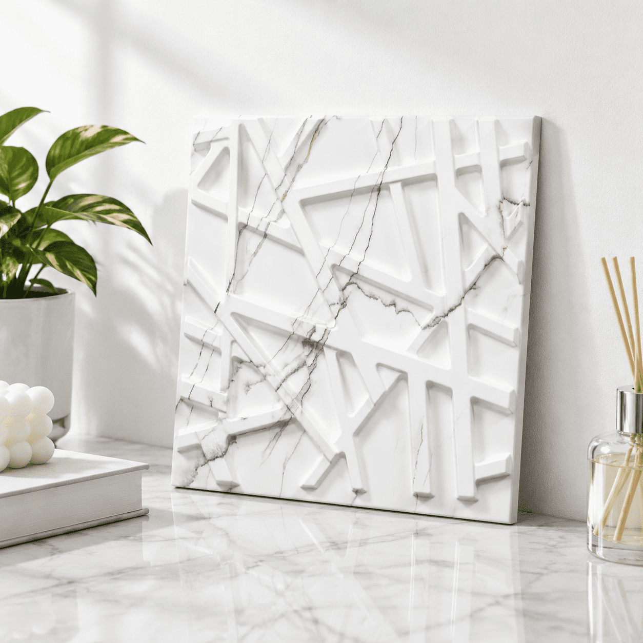 33 Pack 3D Wall Panels White Marble Textured Interior Decor for Living ...