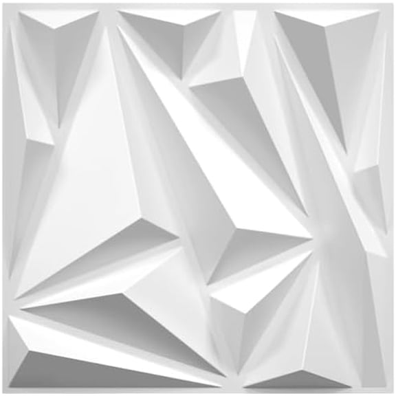 33 Pack 3D Wall Panels for Interior Wall Decor, 12''x12'' White Accent Diamond Panels for Gaming Room Bedroom TV Background