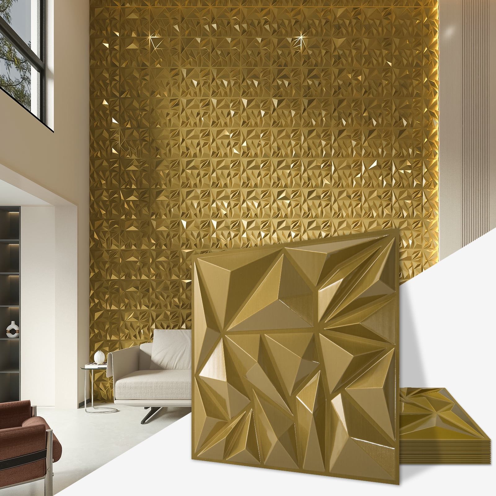 33 Pcs 11.8'' x 11.8'' PVC 3D Wall Panel Diamond for Interior Wall ...