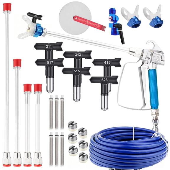 33 Pcs Airless Paint Sprayer Kit, with Hose Tips Extension Poles Filters & Guide Tool, Spray for Painting Fits Most Sprayers for Walls, Ceilings