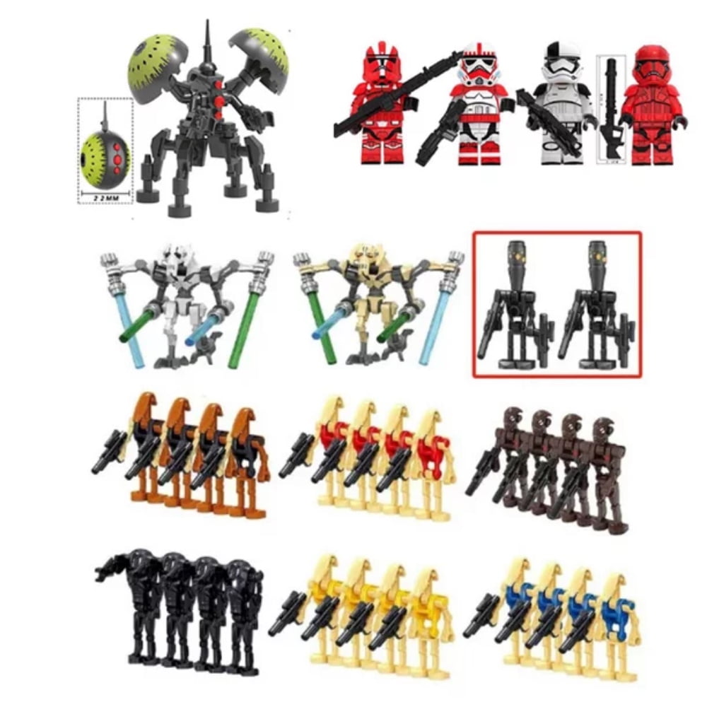 33 Pcs Battle Soldiers, Generals and Droids with Weapons Set, Building