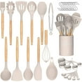 thumbnail image 1 of 33 Pcs Cooking Utensils Set, Silicone Kitchen Gadgets Utensil Set with Wooden Handle Non-Stick Silicone Cooking Utensils Spatula Set with Holder, 1 of 8