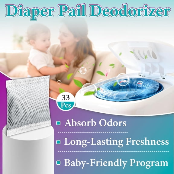 33 Pcs Diaper Pail Deodorizer Carbon Filters for Diaper Genie Filter, Compatible with Diaper Genie Complete & Expressions Pail, Diaper Pail Odor Absorber Carbon Filter Refills, Keep Home Fresh