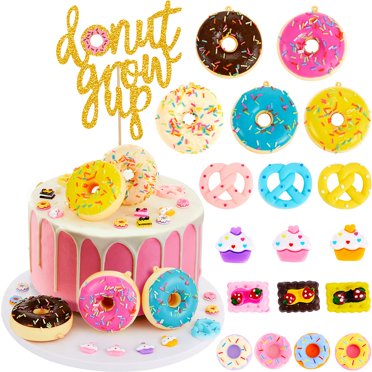 Donut Grow Up Banner - Black Baby Girl Birthday Party Decorations Sign