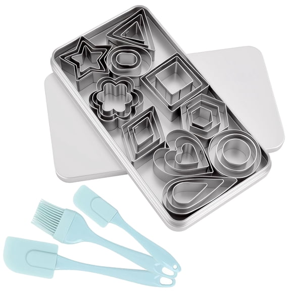 33 Pcs Mini Cookie Cutter Set with Box, Small Stainless Steel Biscuit Fruit Veggie Tiny Polymer Clay Cutters