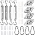 thumbnail image 1 of 33 Pcs Sun Shade Hardware Kit for Rectangle Triangle Shade Sail - Retractable 4.5'' to 6.5'' 304 Marine Grade Stainless Steel Sun Shade Sail Installation Replacement in Outdoor Lawn Garden D, 1 of 5