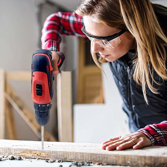 33 Picce Orange Tool Kit with 12V Cordless Drill, Tool Box with Drill, Hand Drill Set for Men Women, Home Tool Kits for House Repair, Handyman,