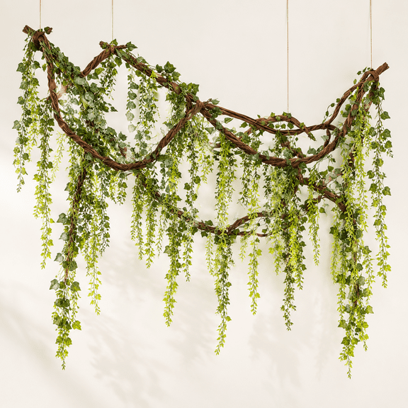 33-Piece Enchanted Forest Hanging Willow Vines Decor Kit for Jungle Themed Events