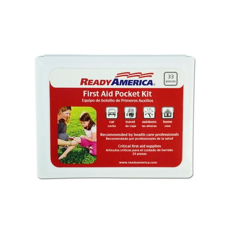 33 Piece First Aid Pocket Kit, Ready America, Kit Dimensions: 3.75 in. x 4.75 in. x .50 in.
