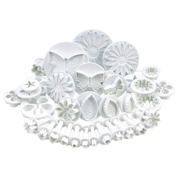 33 Piece Polymer Clay Fondant Cake Cookie Plunger Cutter Leaf Butterfly Heart Flower Shape Decorating Embossing Mold DIY Tools