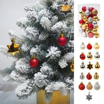 33-Piece Red and Silver Christmas Ornament Set, with Hexagonal Stars for Small to Medium Trees, Shatterproof Plastic Baubles silver