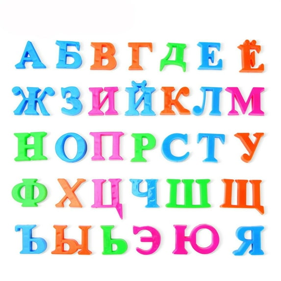 33-Piece Russian Refrigerator Magnets decorative, Vivid Random-Colored Plastic Symbols, with Magnetic Alphabet Letters, for Preschool Learning, Home decorations, Classroom