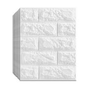 33 Pieces 3D Wall Panel Tear Tape Foam Brick Wallpaper Faux Brick Wall Panel Decorative Self-Adhesive Wall Tile Waterproof Wall Panel For Bedrooms, Bathrooms, Kitchens, Fireplaces (White).