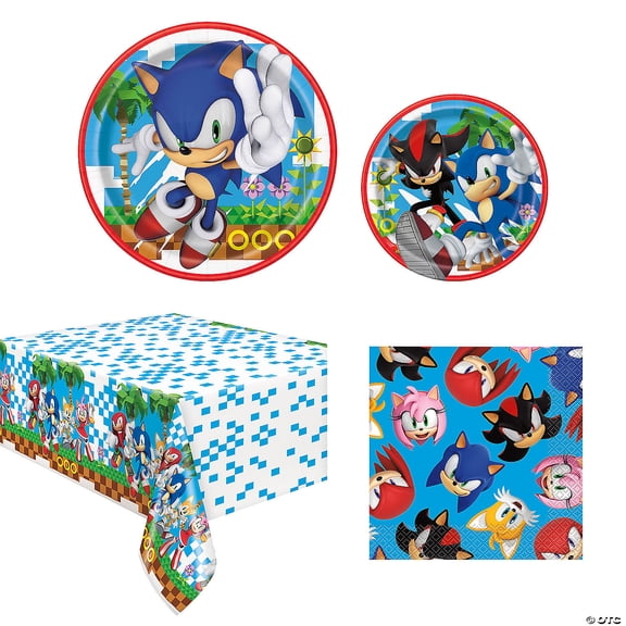 33 Pieces Sonic the Hedgehog Party Disposable Tableware Kit for 8 Guests