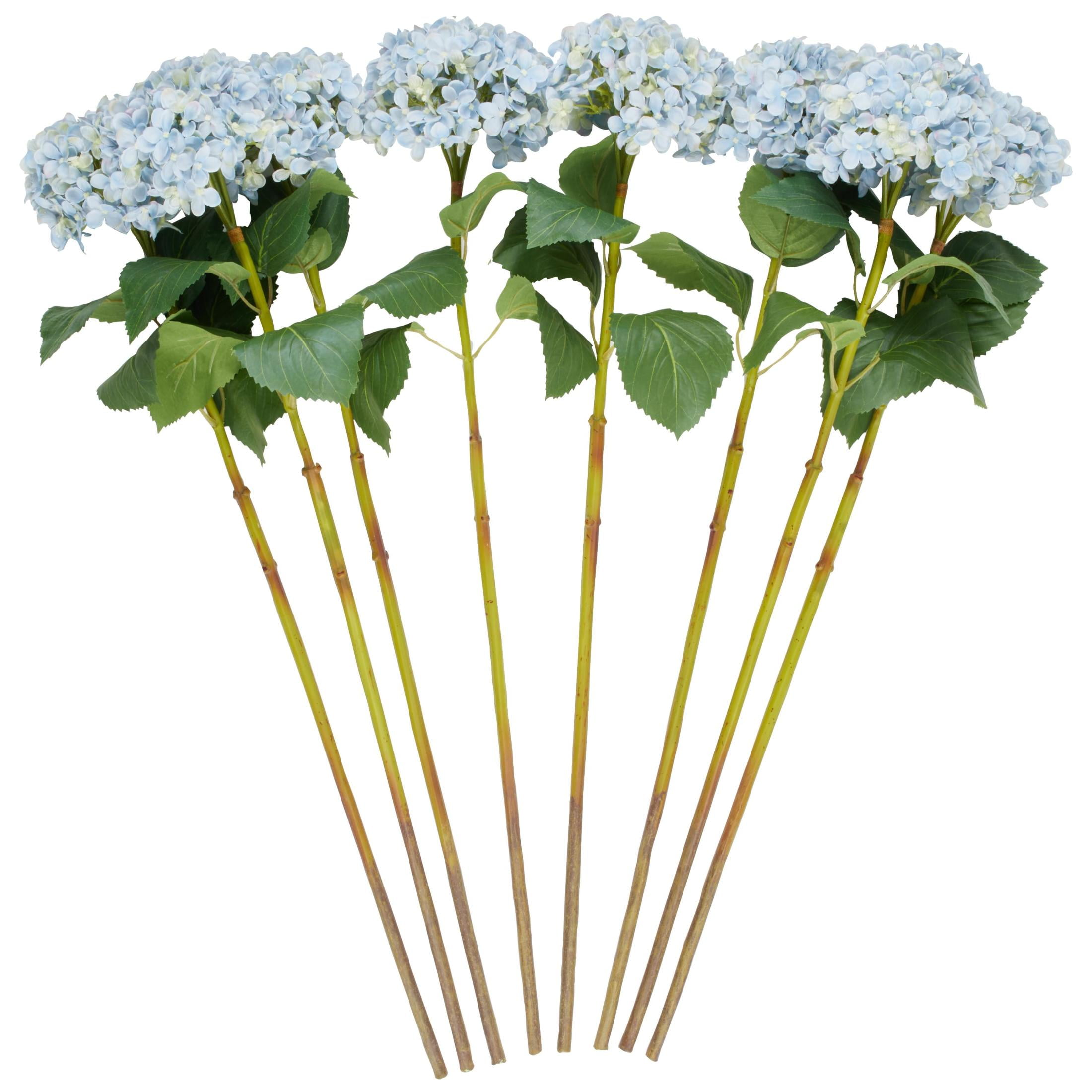 33" Plastic Floral Tall Hydrangea Artificial Flower Stem, by DecMode (8 Count)