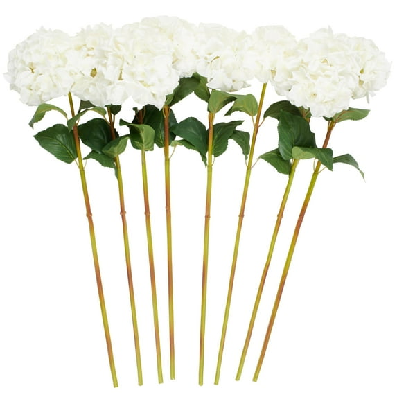 33" Plastic Floral Tall Hydrangea Artificial Flower Stem, by DecMode (8 Count)