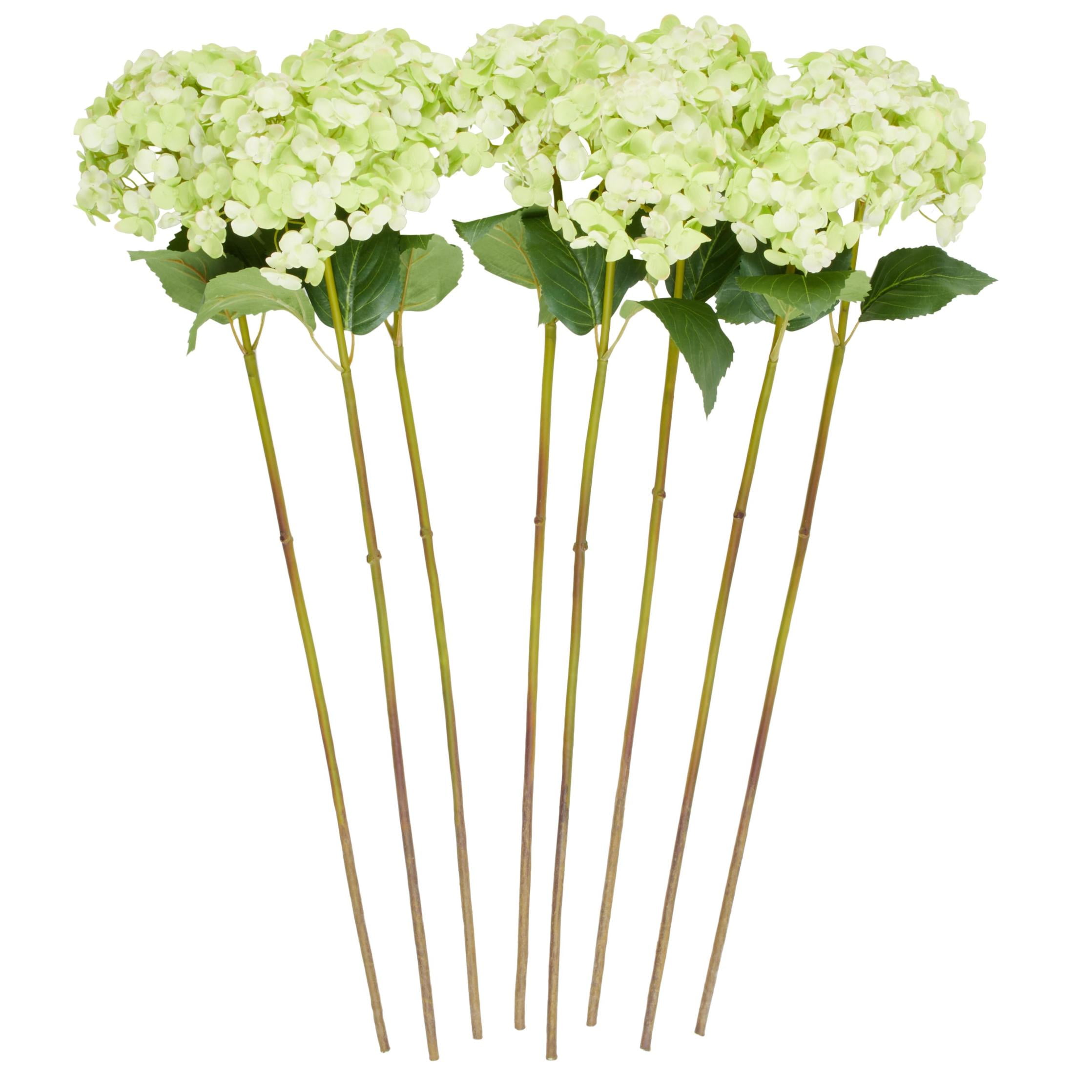 33" Plastic Floral Tall Hydrangea Artificial Flower Stem, by DecMode (8 Count)