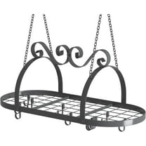 33" Pots and Pans Hanging Rack, Heavy-duty Metal Pan Rack Hanger Organizer with Hooks, Hanging Pot Rack Ceiling Mount for Kitchen Cookware Utensils Toiletries
