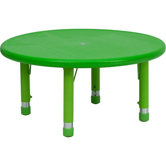 33" Round Green Plastic Height Adjustable Activity Table