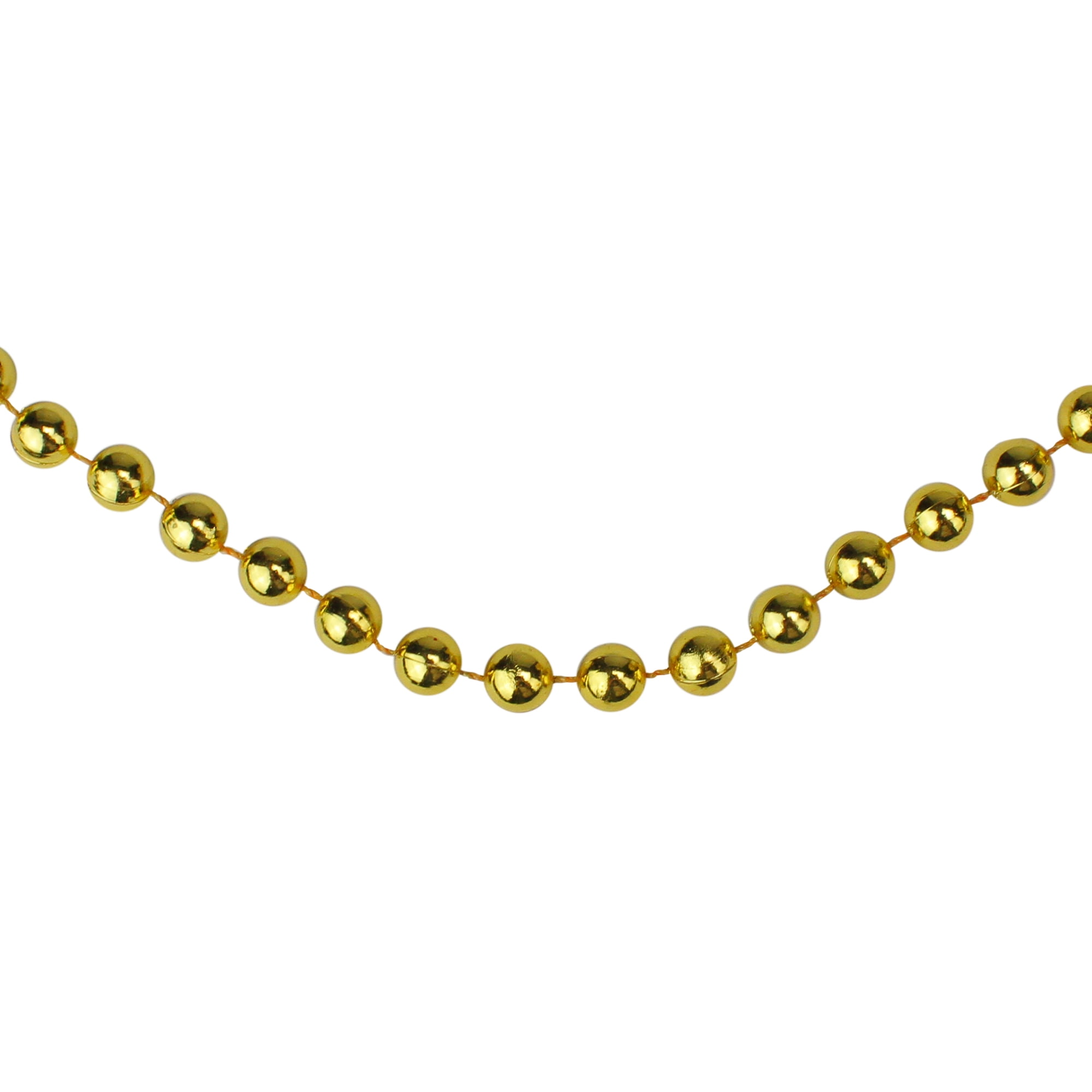 33' Round Shiny Metallic Gold Beaded Christmas Garland