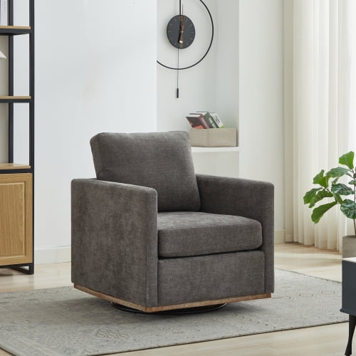 33" Swivel Upholstered Single Sofa Couch, Sillones Para Domitorio Single Sofa with Thick Cushion, Butacas Para Sala Sofa with Sturdy Base for Living Room Apartment, Charcoal