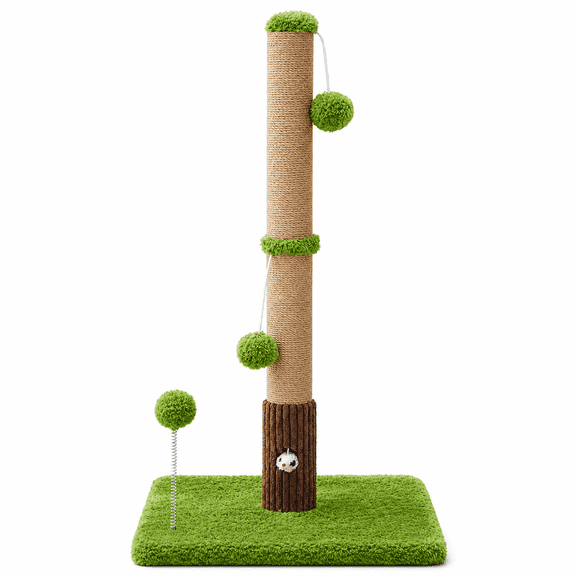 33" Tall Cat For Indoor Cats Sisal Scratchs Withs And Fun Mouse Holer At Alls Scratcher Tree Reinforced Stable Base (green)