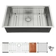 thumbnail image 1 of 33" Undermount Kitchen Sink - 33*19 inch Single Bowl 16 Gauge Stainless Steel Ledge Workstation Kitchen Sinks, 1 of 1