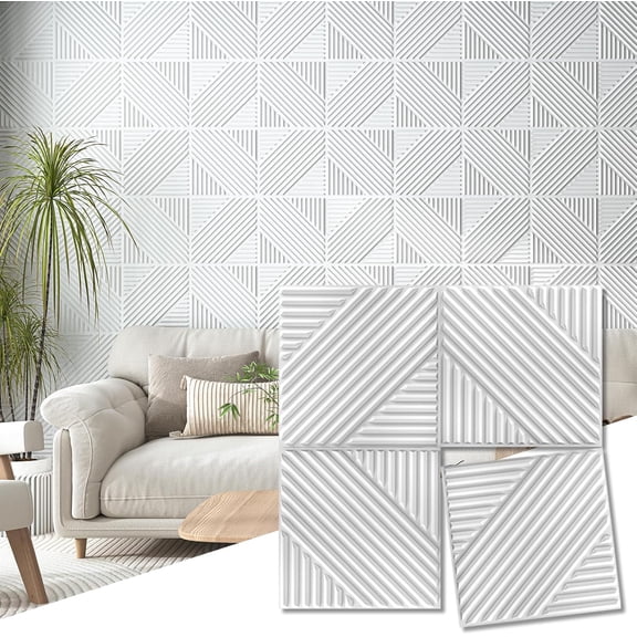33-  Wall Panels for Interior Wall Decor, Textured Accent Walls Paneling for  Room, , TV Background, 12"x12" White