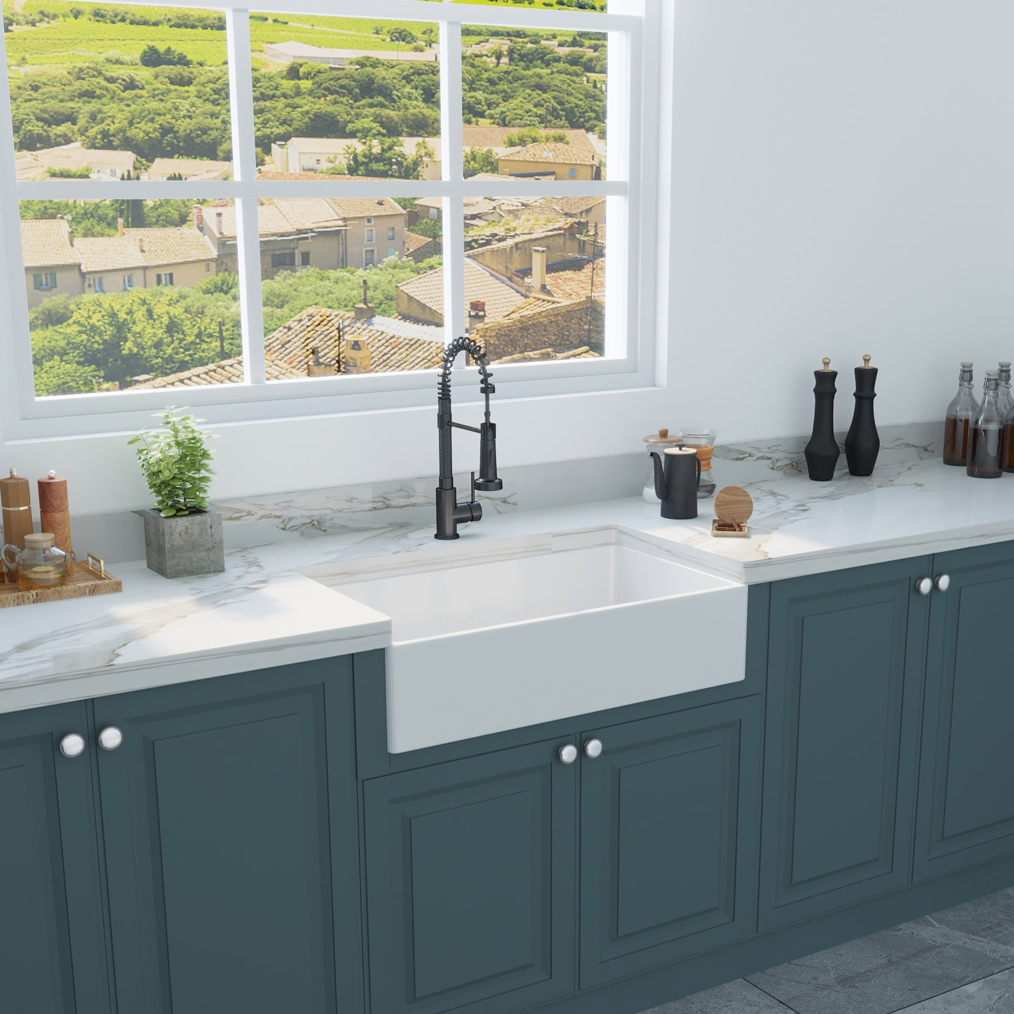 33 White Farmhouse Sink, Fireclay 33 Apron Front sink, Luxury Single Basin Kitchen Sink, 33 inch Farmhouse Sink, White Ceramic Sink