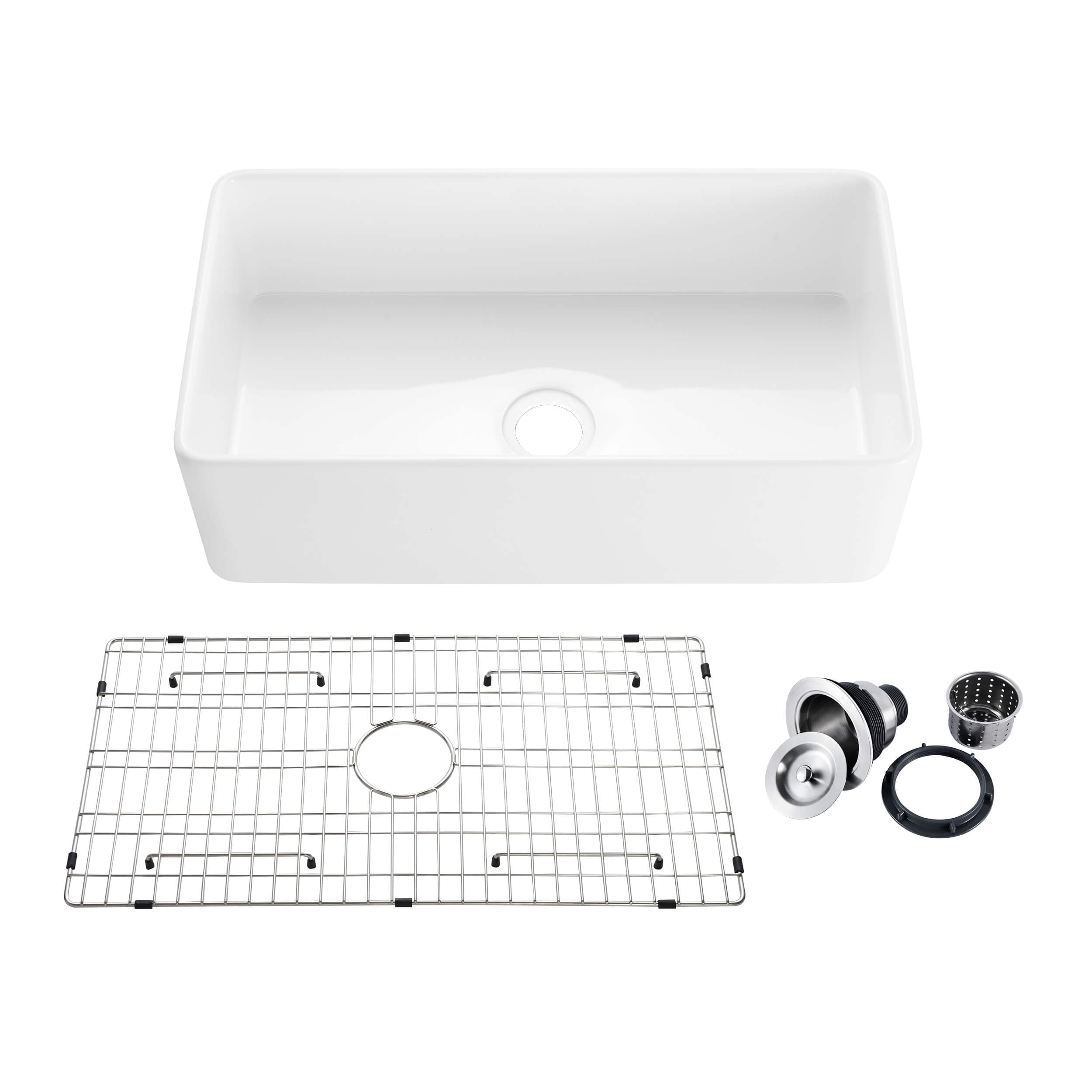 Pure White 33" Fireclay Single Bowl Farmhouse Kitchen Sink