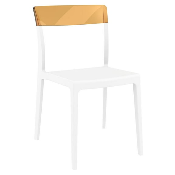33" White and Amber Patio Dining Chair