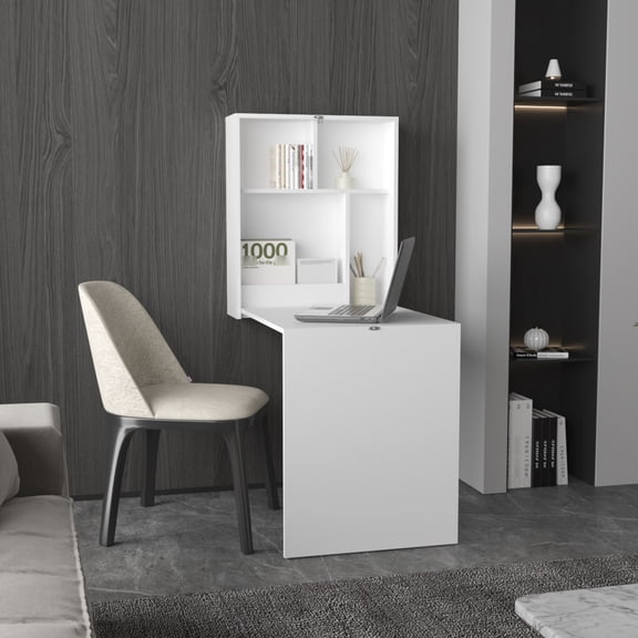 33" Wide X 23" Deep Folding Table White - 4 Shelves, Wall Mounted For Desk, Ironing, Dining, Bar Space-saving 33"x23" Ironing Table, Dining